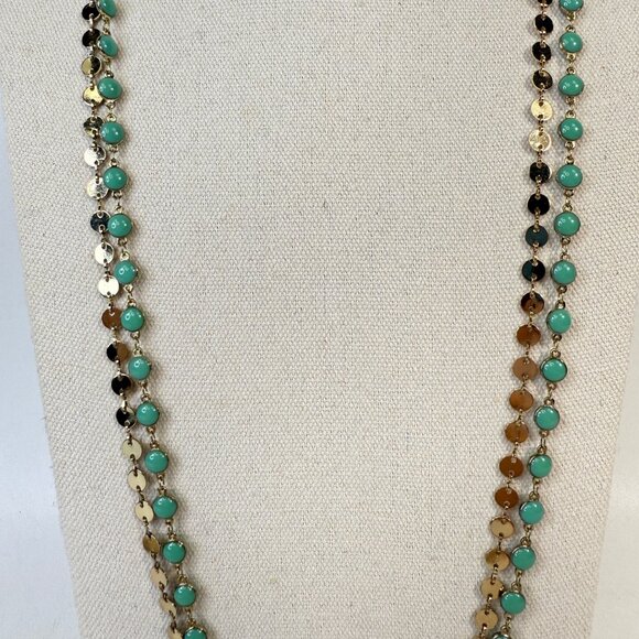 Long Length Enameled Metal Necklace Multi-Strand Adjustable - Picture 3 of 6